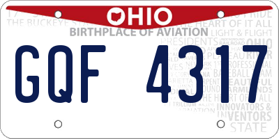 OH license plate GQF4317