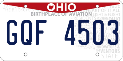 OH license plate GQF4503