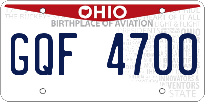 OH license plate GQF4700