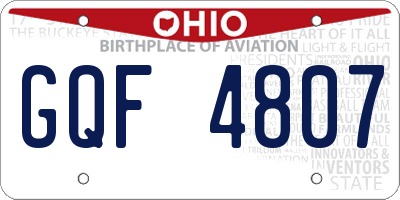 OH license plate GQF4807