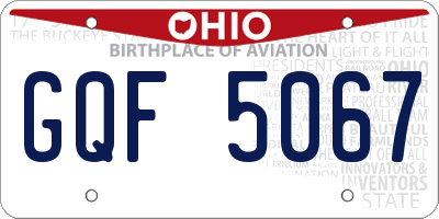 OH license plate GQF5067