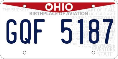 OH license plate GQF5187