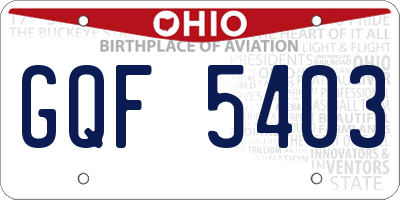 OH license plate GQF5403
