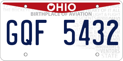 OH license plate GQF5432