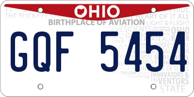 OH license plate GQF5454