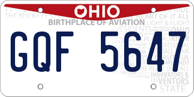 OH license plate GQF5647