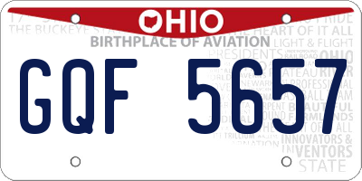 OH license plate GQF5657