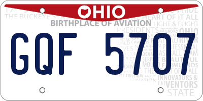 OH license plate GQF5707