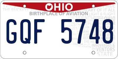 OH license plate GQF5748