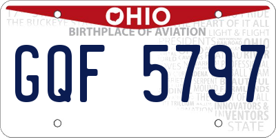 OH license plate GQF5797