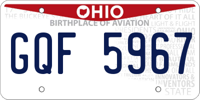OH license plate GQF5967