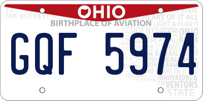 OH license plate GQF5974