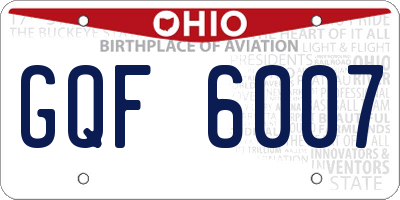 OH license plate GQF6007