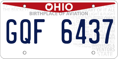 OH license plate GQF6437