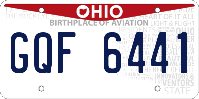 OH license plate GQF6441
