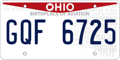 OH license plate GQF6725