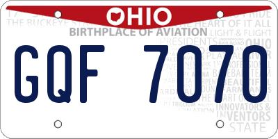 OH license plate GQF7070