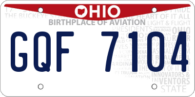 OH license plate GQF7104