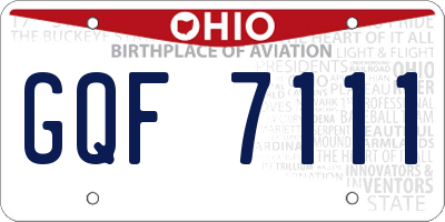 OH license plate GQF7111