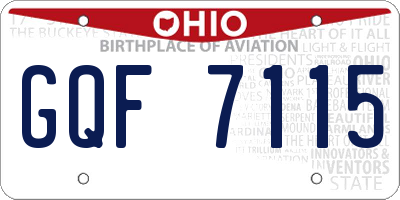 OH license plate GQF7115