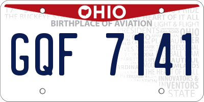 OH license plate GQF7141