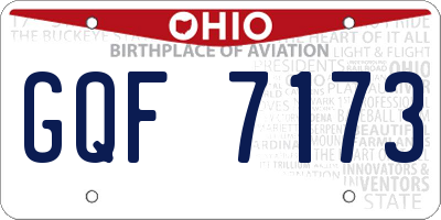 OH license plate GQF7173