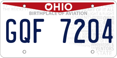 OH license plate GQF7204