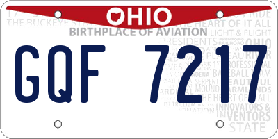 OH license plate GQF7217