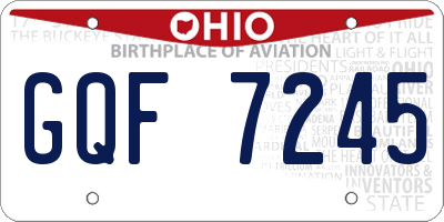 OH license plate GQF7245