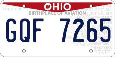OH license plate GQF7265