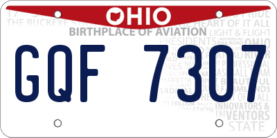 OH license plate GQF7307