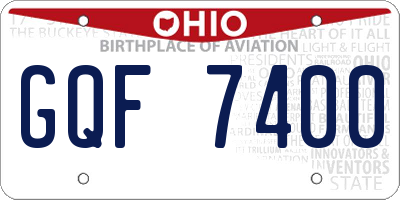 OH license plate GQF7400