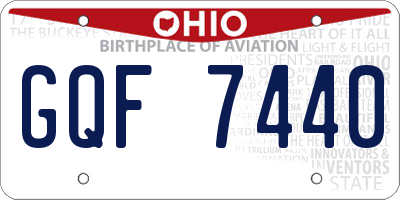 OH license plate GQF7440