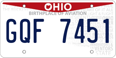 OH license plate GQF7451