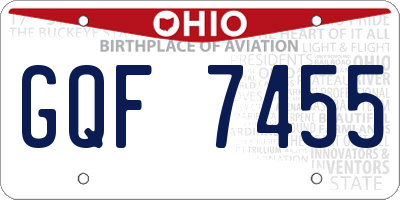 OH license plate GQF7455