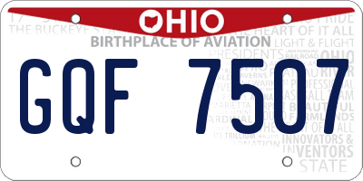 OH license plate GQF7507