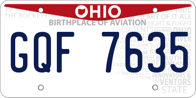OH license plate GQF7635