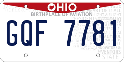 OH license plate GQF7781
