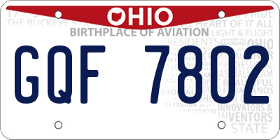 OH license plate GQF7802