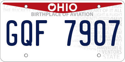 OH license plate GQF7907