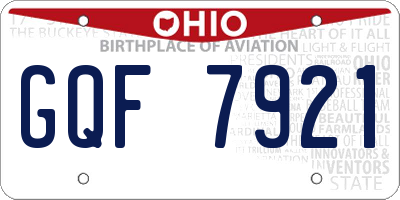 OH license plate GQF7921