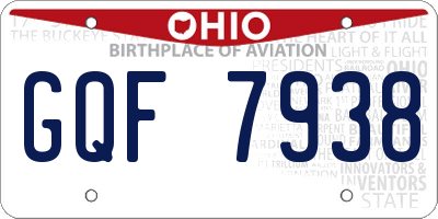 OH license plate GQF7938