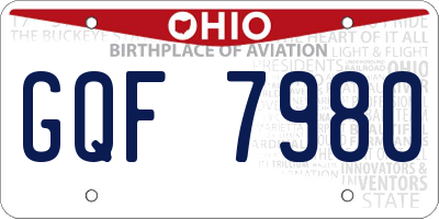 OH license plate GQF7980