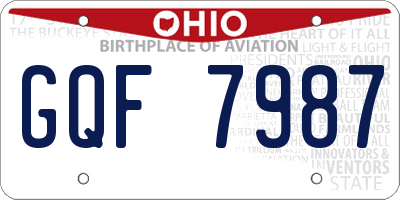 OH license plate GQF7987