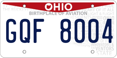 OH license plate GQF8004