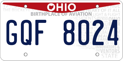 OH license plate GQF8024