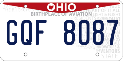 OH license plate GQF8087