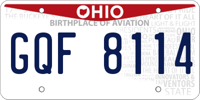 OH license plate GQF8114