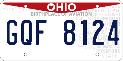 OH license plate GQF8124