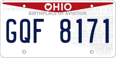 OH license plate GQF8171
